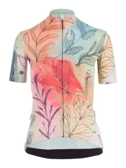 Q36.5 G1 Flower Leaves Dames Wielershirt Korte Mouw
